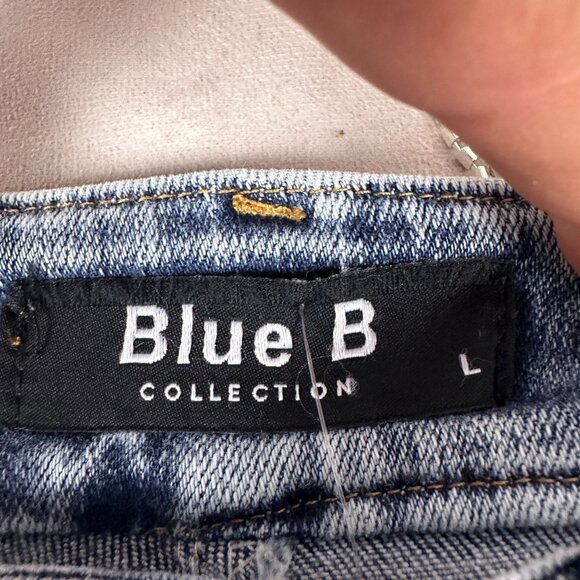 Blue B Collection Womens Large Light Blue Fringe Hem Denim Jeans - Picture 4 of 7